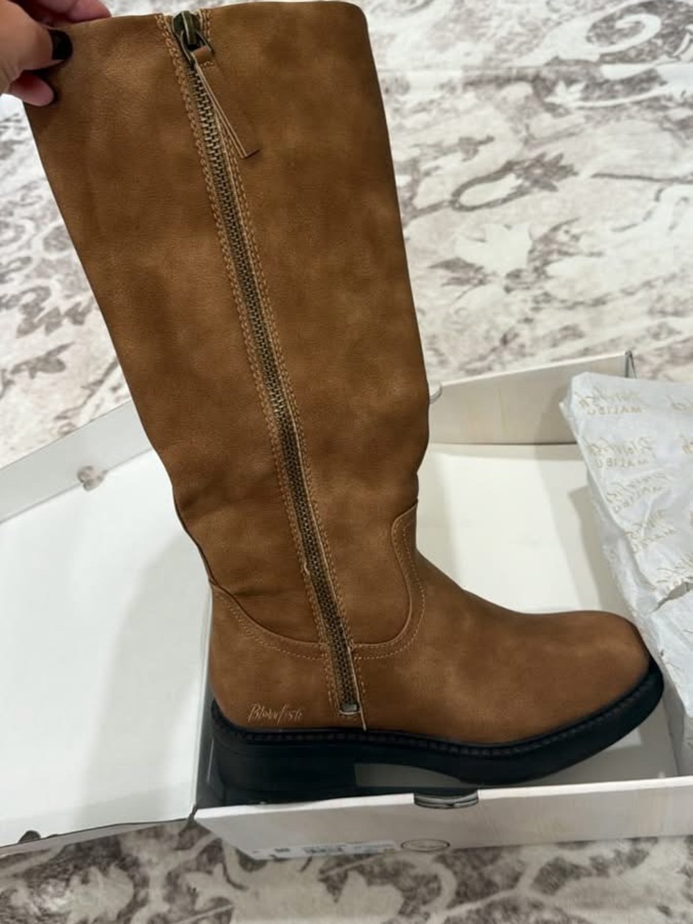 Blowfish Over-the-Knee Zip Riding Boots in Tan